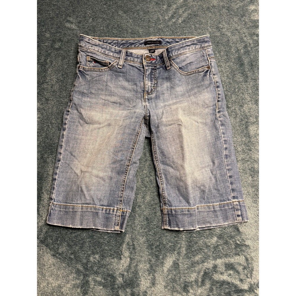 Tommy Hilfiger Womens Bermuda Denim Shorts Blue Size 4 Medium Wash Cotton Blend